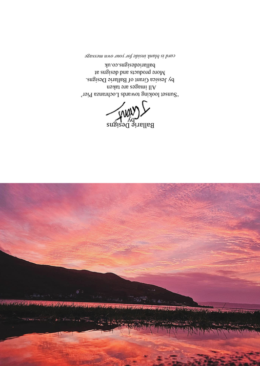 Sunset looking towards Lochranza Pier- Greeting Card